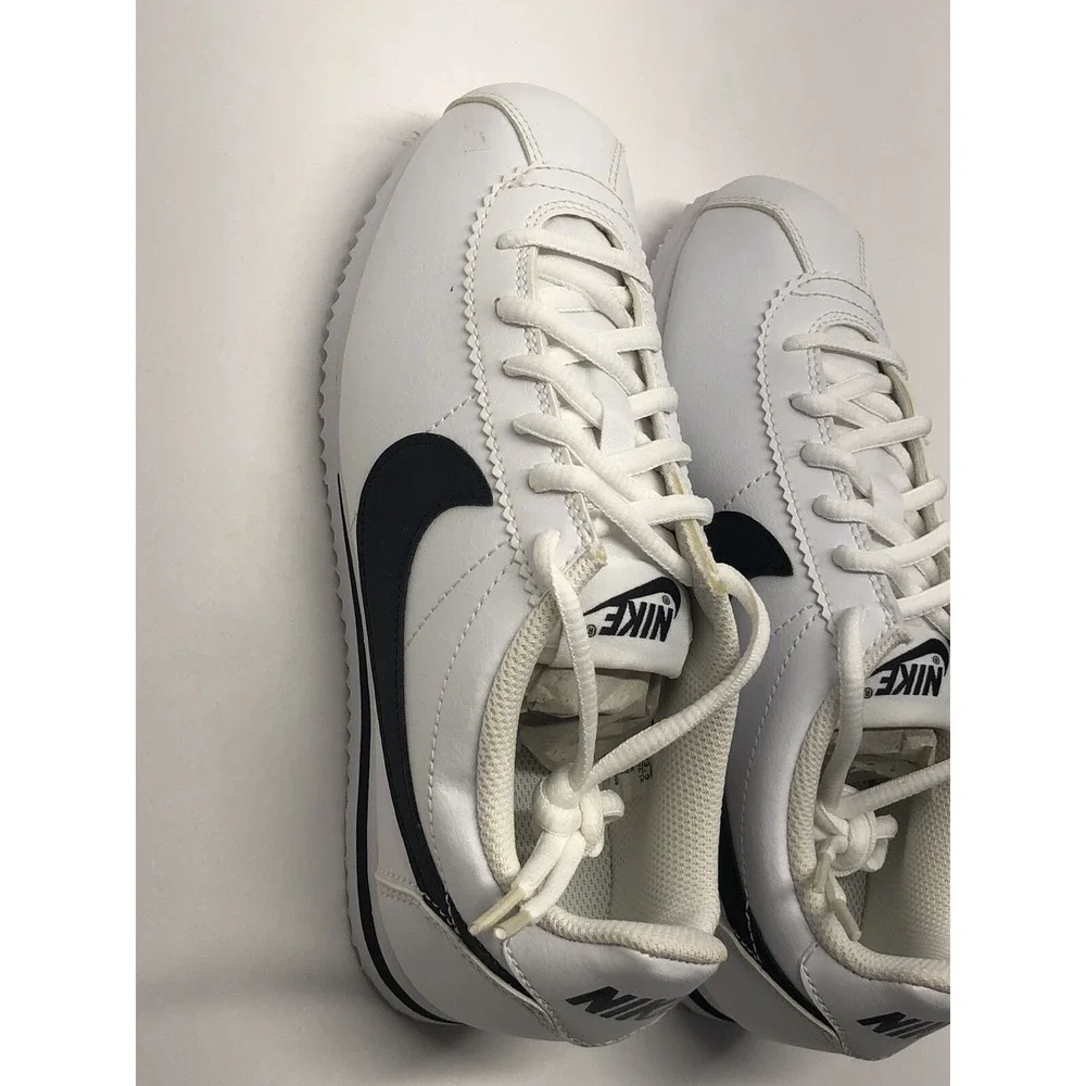 Nike Cortez Basic Sneakers White Black Lace Up Low Youth Size 4.5